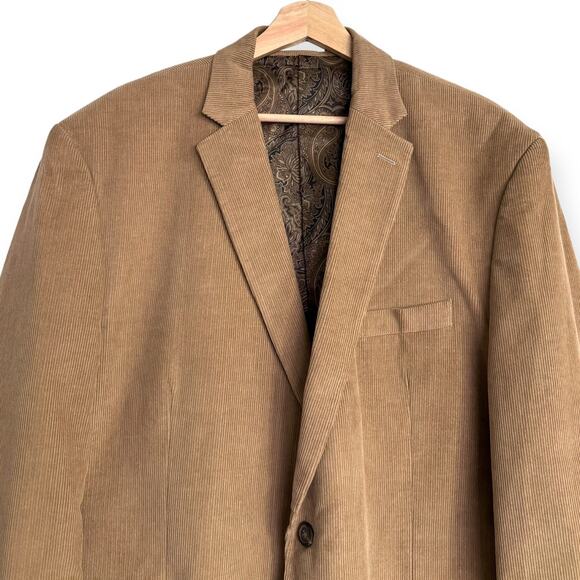 Chaps Light Brown Cotton Corduroy Paisley Lined Two Button Blazer Men's Size 48R - Picture 3 of 12